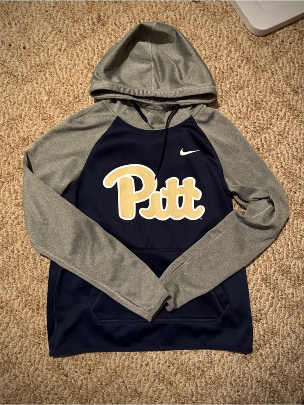 Nike Therma-Fit Navy and Gray Pitt Logo Hooded Pullover